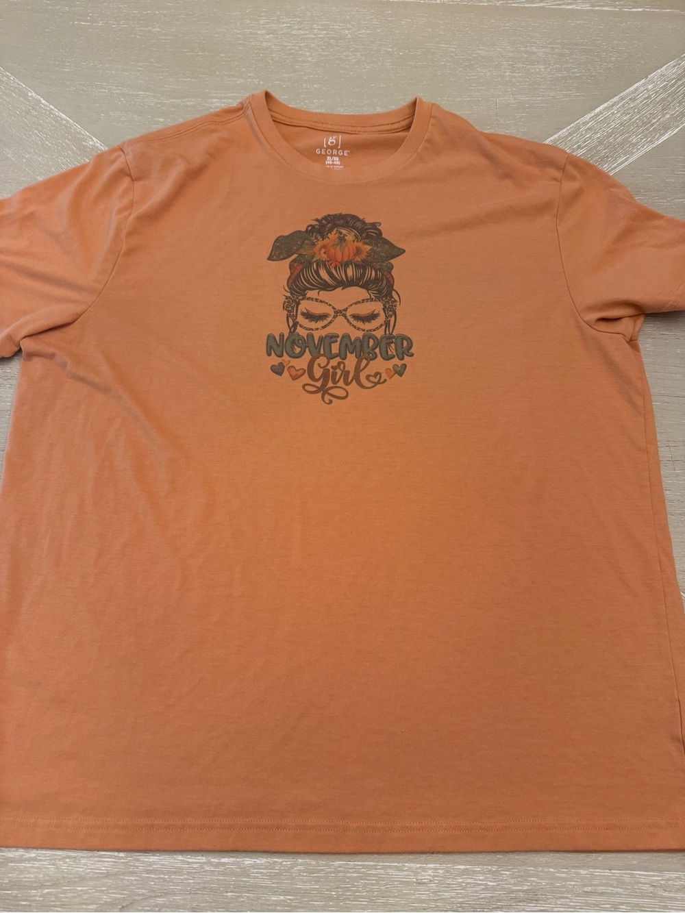 George Women's Short Sleeve Fall November Sagittarius Graphic Tee - Rust Orange